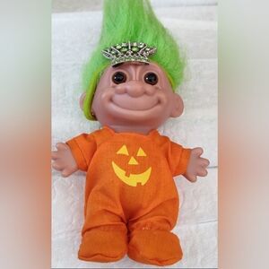 Russ Troll Doll Green Hair Halloween Pumpkin Costume Vintage GUC